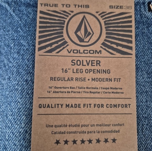 Volcom Solver Modern Straight Men's Jeans Size 38 Standard Blue - Picture 5 of 10